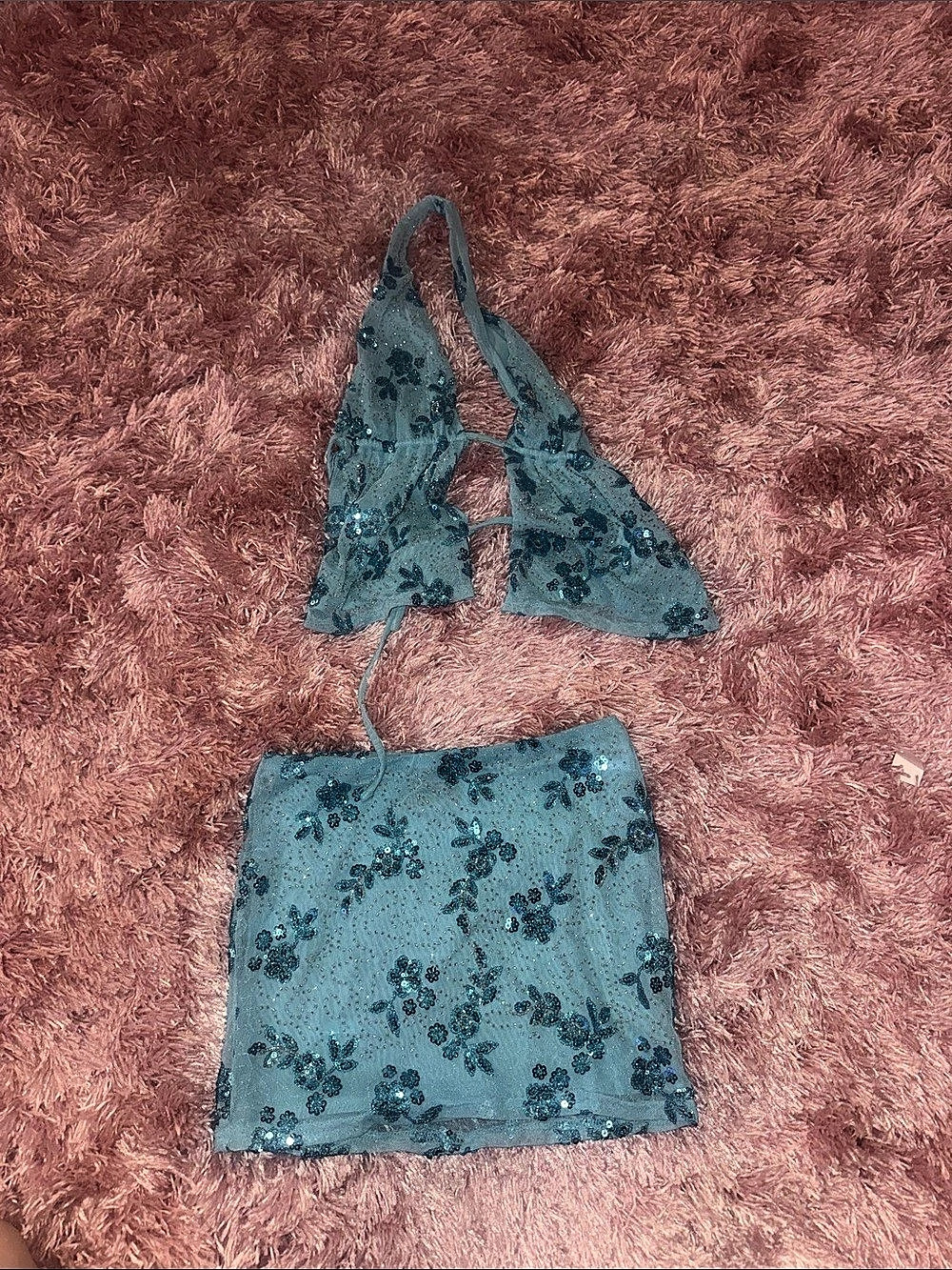 White Fox Boutique Love Galore Sequin Top and Mini Skirt Set